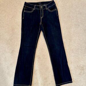 Nine West Crystal Embellished Pockets, Dark Blue,  Flare Legged Jeans